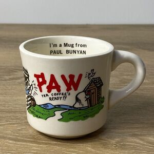Vintage Paul Bunyan‎ Mug Coffee Cup Bemidji Minnesota USA Made Cartoon Paw